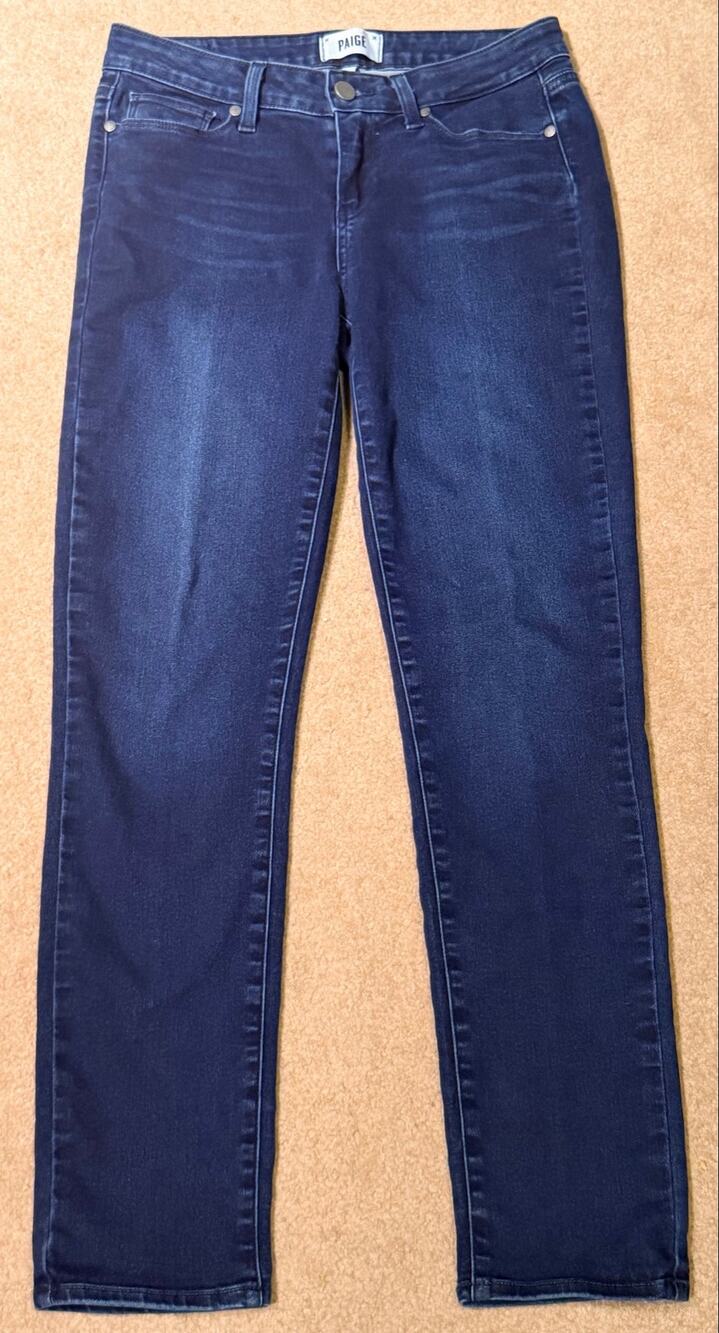 PAIGE Skyline Ankle Peg Womens Jeans Size 29 Dark Blue Wash Stretch Denim